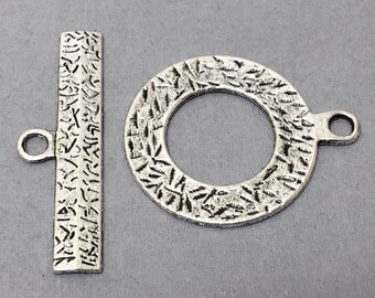 5Sets  Toggle Clasps, Silver Toggle clasps  25mm, Pewter, Antique Silver Finish , Silver jewerly clasps - PBF163