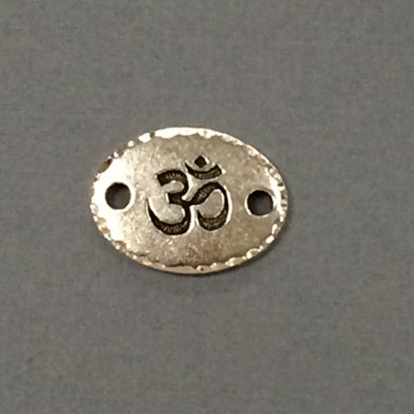 5 OM Ohm Connector Link Oval Coin - Tierracast Pewter - Silver Antique Finish - Yoga Zen Spiritual Meditation -P3187SA