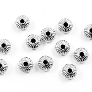 4 pcs 925 Sterling Silver Corrugated Saucer Beads 5mm, 925 Sterling Silver beads, 5mm 925 Sterling Silver Corrugated Saucer Beads - SB705