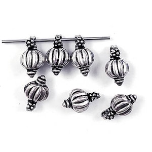 1pc Bali Silver Beads Antiqued, Bali Style Silver Charms, 19.5mm Turkish Bali Style Silver Melon with Top Flower Pendants, 2.5mm Hole - A91