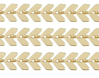 6.5mm Chevron Fish Bone Gold Chain, Electro Gold Plated, 1 foot, Necklace, Earring chain - Ch263