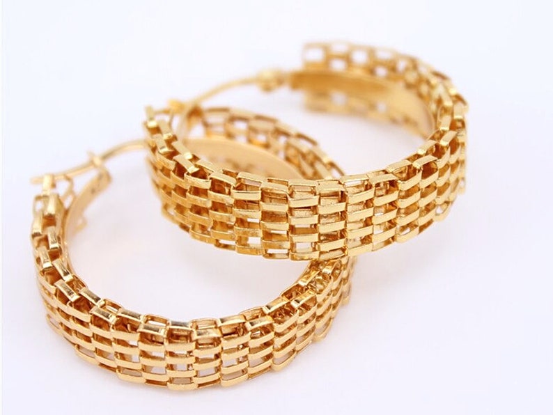 40mm Gold Hoop Mesh Extra Large Hoop Earrings Tarnish Resistant Gold ...