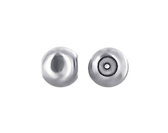 10 4mm Sterling Silver Stopper Beads Round, 0.5mm Fitting Hole, 925 Sterling Silver Stopper Beads with silicon insert and ring SB914