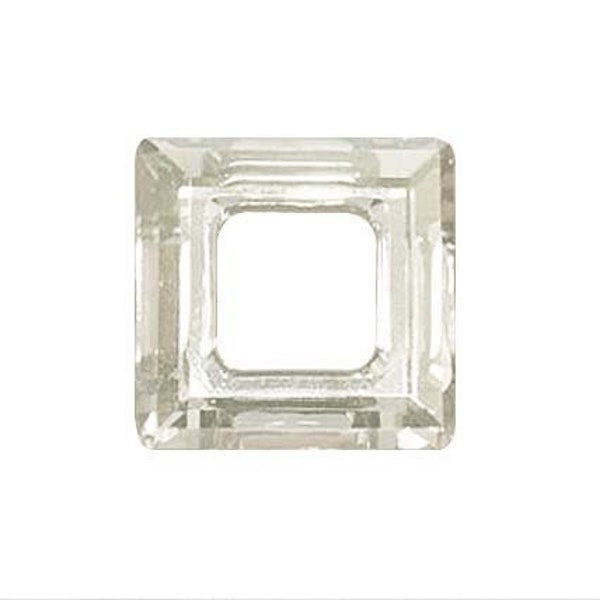 Swarovski 4439 Square Frame 14mm Crystal SILVER SHADE faceted square Choose Package Quantity 2, 4, 8 pieces - 4439-14CLss