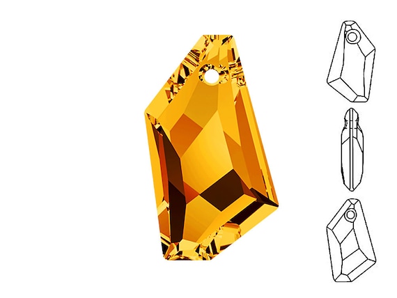 Swarovski® 6670 De-art Pendant 18mm Topaz, Swarovski Crystal