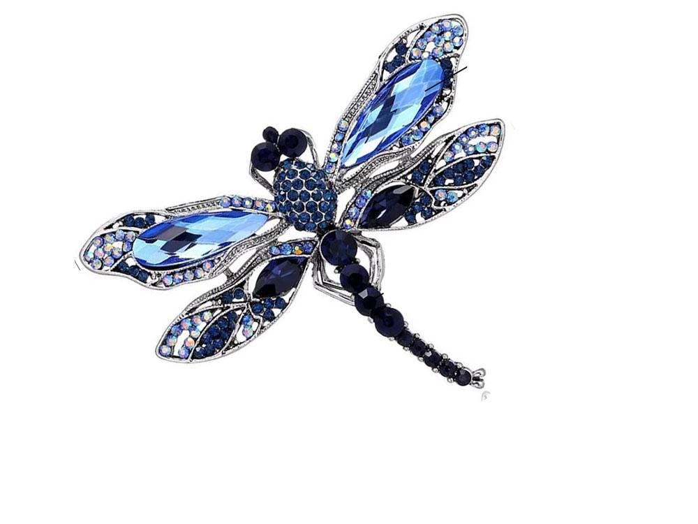 Dragon Fly Brooch Crystal Rhinestone Vintage Inspired 7cm x 5mm, AAA quality, Blue Brooch pendant, Gifts for her