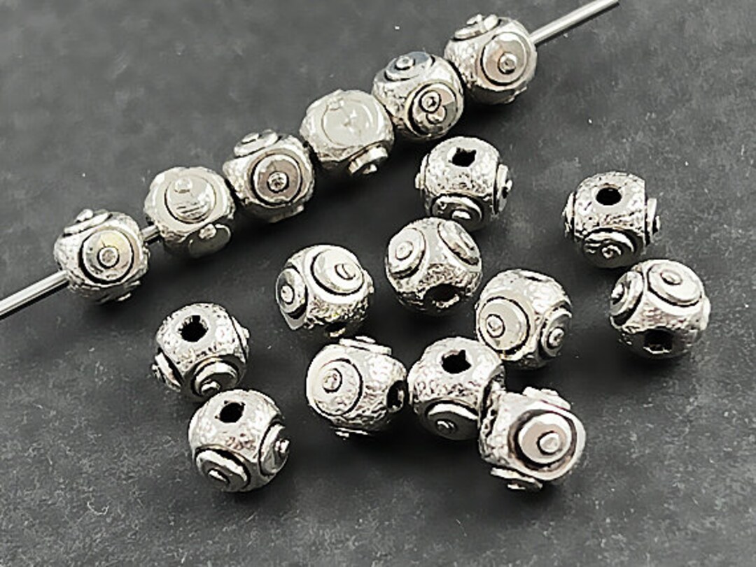2 Pcs 925 Sterling Silver Big Hole Beads 6mm 8mm Sterling Silver