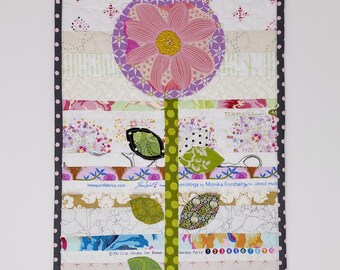 Flower Art Quilt - Modern Mini Quilted Wall Hanging, Handmade - Etsy