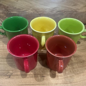 Fiesta Ware Fiestaware Each Different Colors Multicolored Mug Cup Ring Handle HLC Coffee Tea aflashbackintime