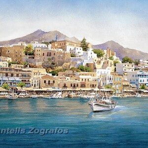 Naxos Harbor Fine Art Giclée Watercolor Print