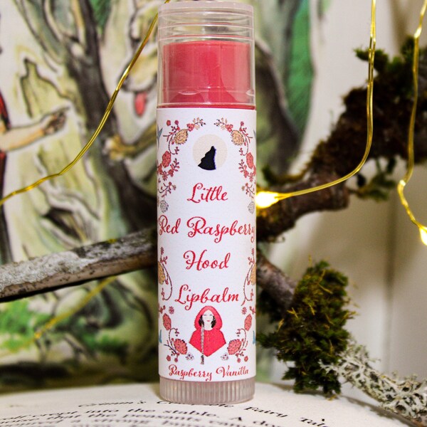 Raspberry Lip Balm Chapstick Natural Beeswax Shea Butter Little Red Riding Hood Fairytale Cottagecore Theme