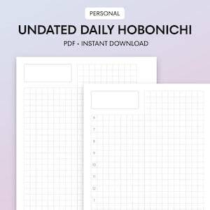 Personal Undated Daily Hobonichi Planner Inserts | 4mm Grid | Rings, Discs, Filofax, Kikki K |
