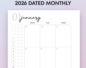 Personal 2026 Monthly Dated Planner Inserts |  Filofax, Rings, Discs, Kikki K
