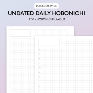 Personal Wide Undated Daily Hobonichi Planner Inserts | 4mm Grid | Rings, Discs