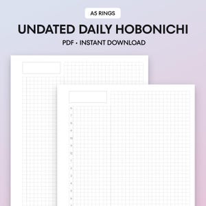 A5 日付なし ほぼ日 デイリー プリンタブル | 4mm または 5mm 方眼 | リングディスク用プランナーインサート