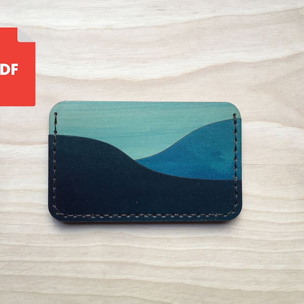 3 to 5 Asymmetrical Wave Pocket Leather Card Wallet Pattern (PDF)