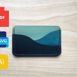 Wzór na asymetryczny portfel skórzany z kieszonką na karty i falą, 3 do 5 (PDF, SVG, .AI)