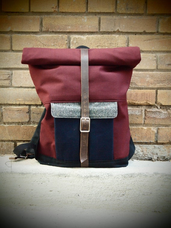 Items similar to Red Japanese Canvas rolltop rucksack on Etsy