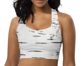Birch Tree Bark Pattern Sports Bra - Nature-Inspired Activewear, Comfortable & Supportive, Eco-Friendly Yoga Top