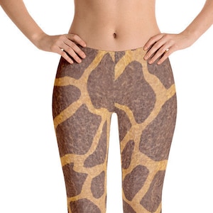 Giraffe print leggings. Giraffe leggings. Jungle print leggings. Giraffe costume. Giraffe spandex. Giraffe workout gear.