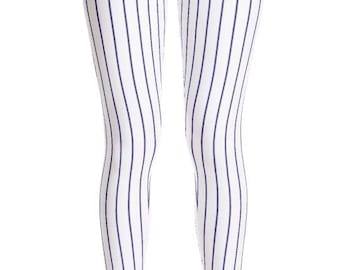 Blue Pinstripe Leggings: Women's Yoga Pants, XS-XL