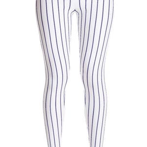 Blue Pinstripe Leggings: Women's Yoga Pants, XS-XL