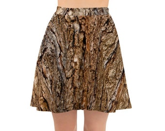 Nature-inspired Tree Bark Skater Skirt for Women - Ideal for Dryad and Forest Costumes