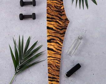 Tiger Print Leggings: Polyester Spandex Blend, Workout Loungewear