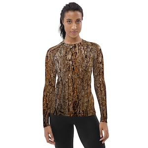 Tree Bark Print Spandex Shirt: Women&#39;s Hunting Costume Apparel