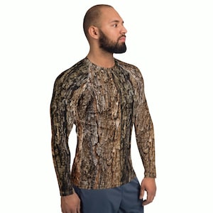 Tree Bark Rash Guard: Hunting, Cosplay Costume - Unisex XS-3XL