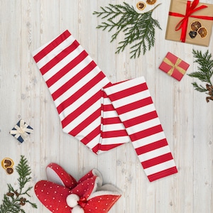 Red and White Striped Leggings: Christmas Holiday Style