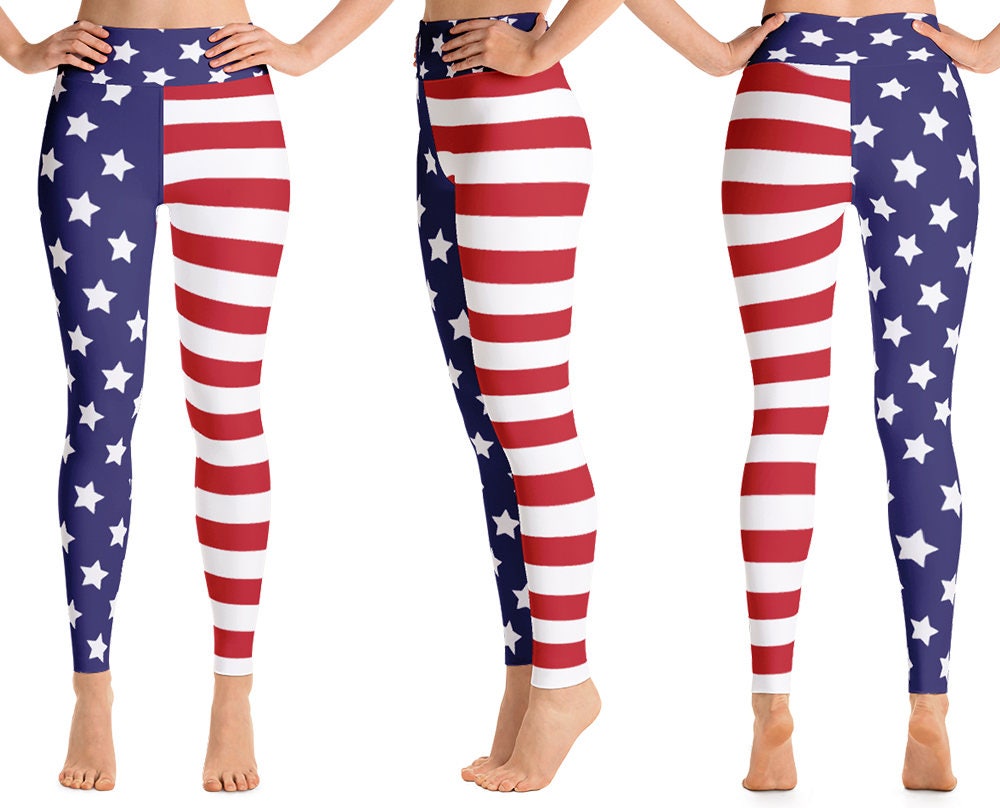 Women's American Flag Print Leggings. Full Length or - Etsy