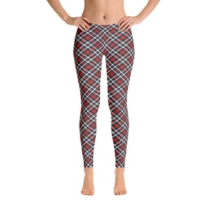 Red Plaid Leggings: Spandex Blend, Christmas Style