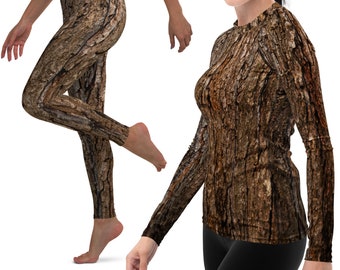 Tree Bark Costume Set: Spandex Bodysuit - Halloween, Cosplay, LARP