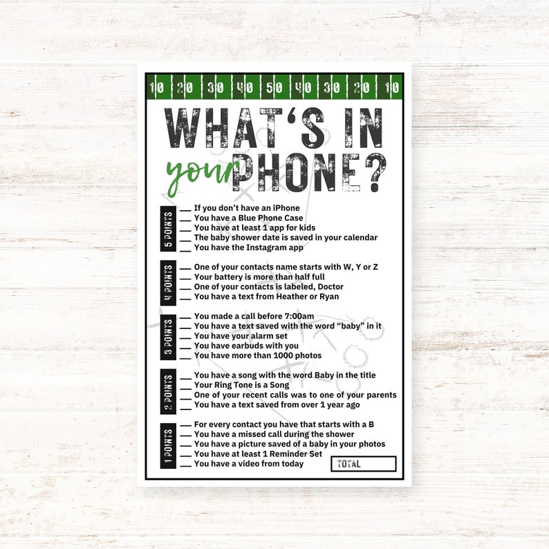 Printable What's in Your Phone Game. Edit in Canva. Baby Shower Game ...