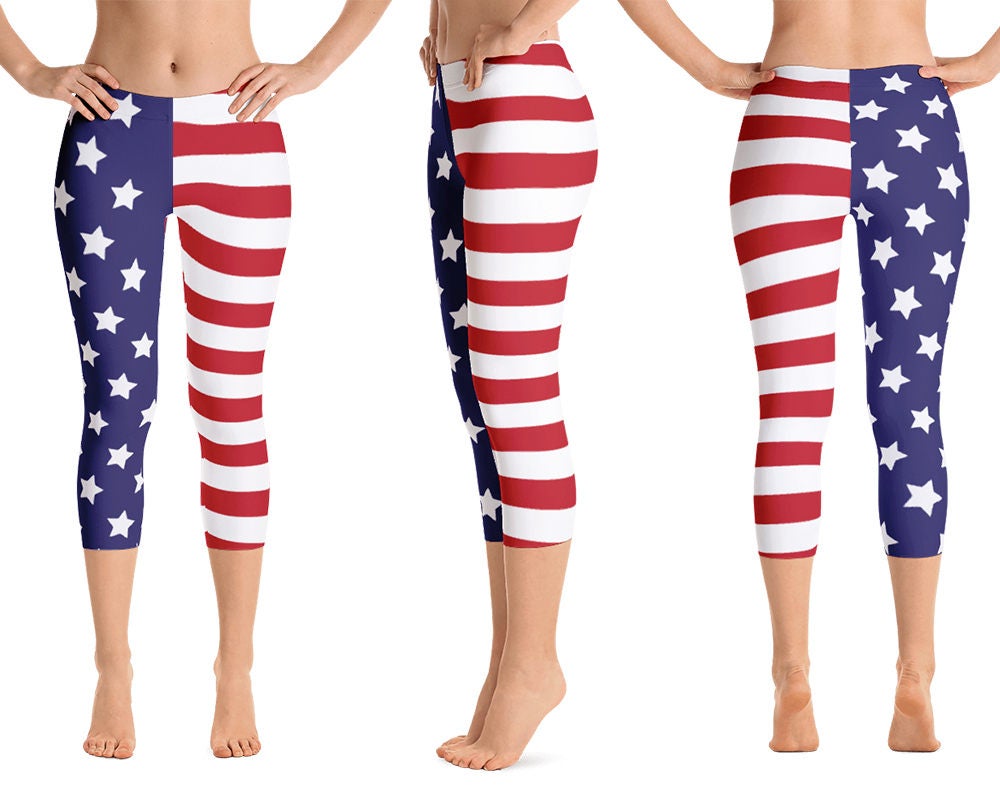 Women's American Flag Print Leggings. Full Length or - Etsy