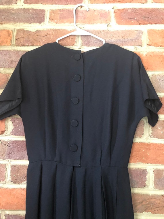Vintage 40s tea pleated buttons back rayon dress c