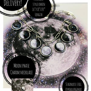 MA LUNE DE NAISSANCE, Collier unisexe personnalisé phases de lune, collier céleste, breloque phases de lune, collier personnalisé phases de lune, bijoux personnalisés