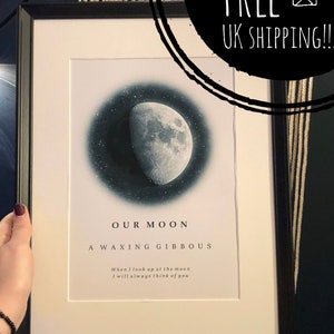 LA NOSTRA LUNA, Fase lunare personalizzata, Arte della parete lunare, Stampa della fase lunare, Regalo di anniversario, Regalo di coppia, Regalo di nozze, San Valentino