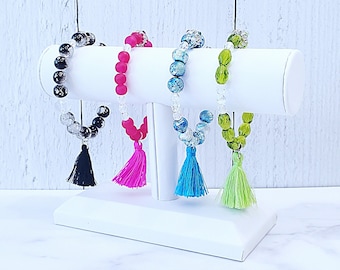 Tassel Beaded Bracelet: Boho Chic Stretchy Bracelet