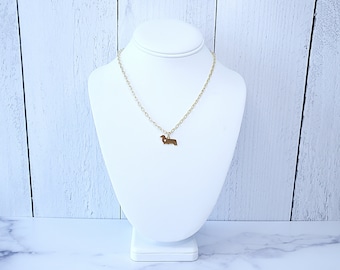 Long Haired Dachshund Necklace: Silver or Gold Weiner Dog Charm