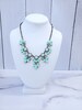 Statement Necklace - Mint Green Crystal Flower Cluster Chandelier Statement Necklace  Weddings Chunky Necklace Prom  Bridesmaid Prom 