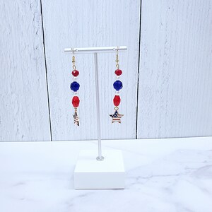 4th of July Earrings - Statement Earrings - Patriotic Earrings - Nickel Free - Red White Blue Earrings - Independence Day - Patriotic  Stars