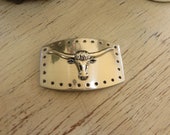 Vintage Chrome Bull Head Belt Buckle