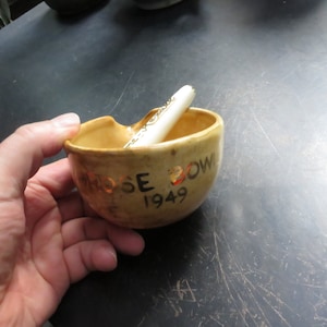 Vintage 1949 Rose Bowl Lane Rexall Cal Pottery Original Ceramic Mortar Bowl California