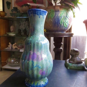 Vintage Large Gouda Holland IIb AB Floral Flower 13&quot; tall Vase