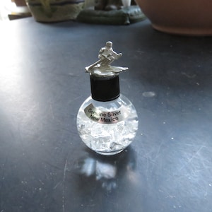 Vintage New Mexico Skier Genuine Silver Flakes in Liquid Bottle Souvenir