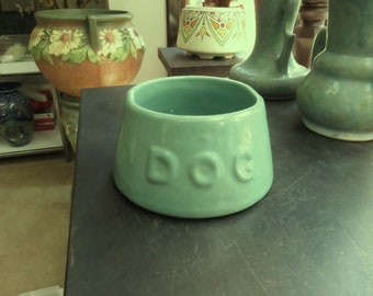 Vintage McCoy ? Turquoise Green Dog Food or Water Bowl