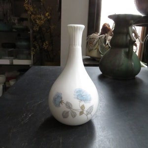 Vintage Wedgwood Bone China Blue Ice Rose England Vase