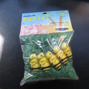 Vintage 1996 Sue Scott Primal Lite Patio Bee Bees Strand of 10 Lights